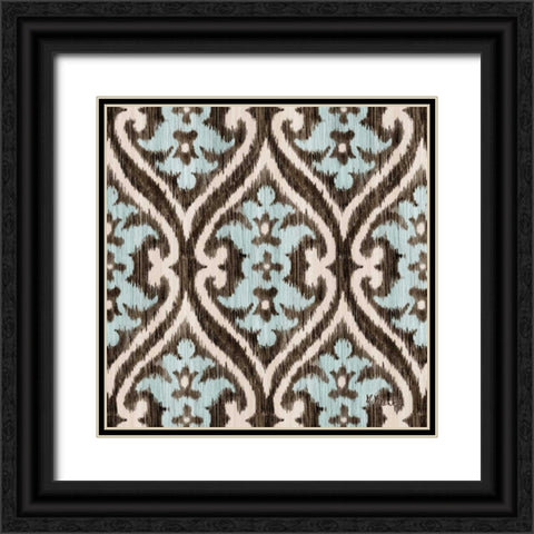 Blue Ikat IV Black Ornate Wood Framed Art Print with Double Matting by Brent, Paul