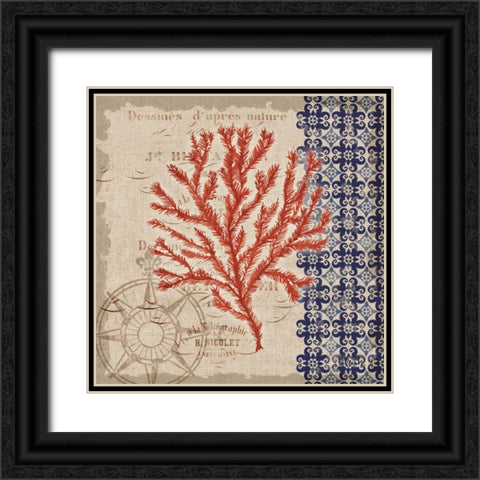 Burlap Coral II Black Ornate Wood Framed Art Print with Double Matting by Brent, Paul