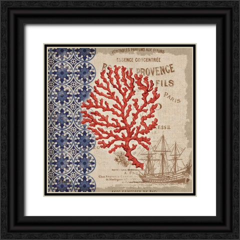 Burlap Coral III Black Ornate Wood Framed Art Print with Double Matting by Brent, Paul