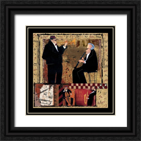 Jazz Trumpet Black Ornate Wood Framed Art Print with Double Matting by CW Designs Inc.