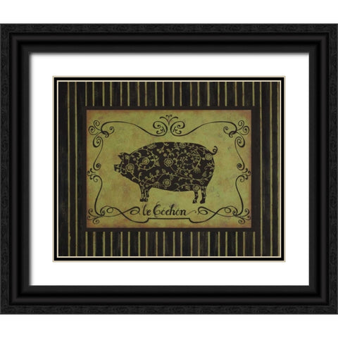 le Cochon Black Ornate Wood Framed Art Print with Double Matting by Devereux, Sophie