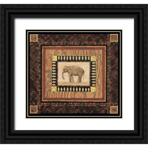 Elephant Black Ornate Wood Framed Art Print with Double Matting by Gladding, Pamela