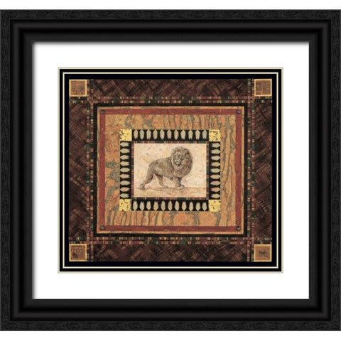 Lion Black Ornate Wood Framed Art Print with Double Matting by Gladding, Pamela