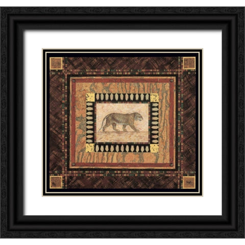 Tiger Black Ornate Wood Framed Art Print with Double Matting by Gladding, Pamela