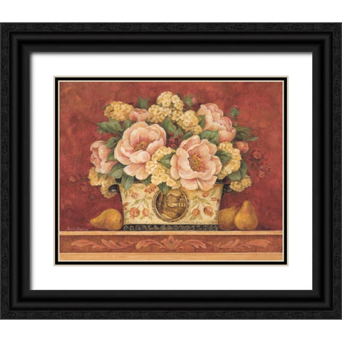 Peony Tapestry Black Ornate Wood Framed Art Print with Double Matting by Gladding, Pamela