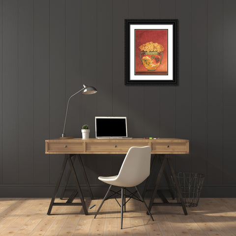 Tuscan Bouquet I Black Ornate Wood Framed Art Print with Double Matting by Gladding, Pamela