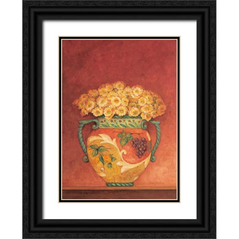 Tuscan Bouquet I Black Ornate Wood Framed Art Print with Double Matting by Gladding, Pamela