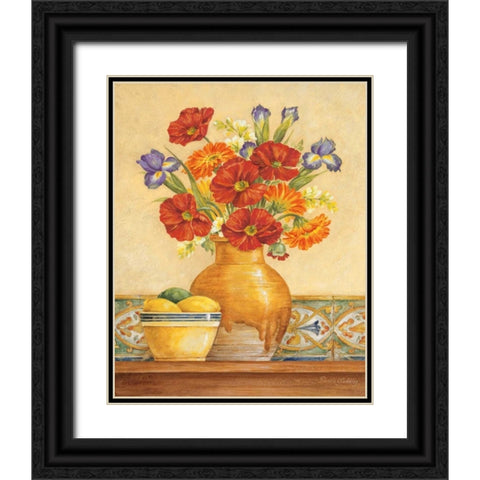 Salsa Poppies Black Ornate Wood Framed Art Print with Double Matting by Gladding, Pamela