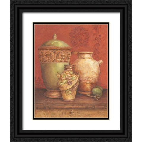 Tuscan Urns I Black Ornate Wood Framed Art Print with Double Matting by Gladding, Pamela