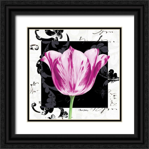 Damask Tulip I Black Ornate Wood Framed Art Print with Double Matting by Gladding, Pamela