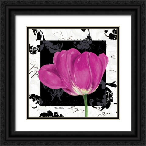Damask Tulip II Black Ornate Wood Framed Art Print with Double Matting by Gladding, Pamela