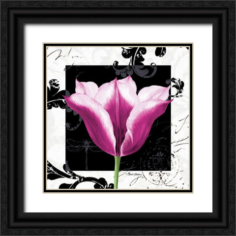 Damask Tulip III Black Ornate Wood Framed Art Print with Double Matting by Gladding, Pamela