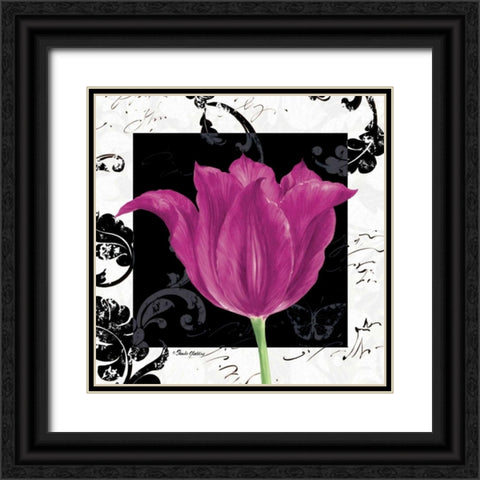 Damask Tulip IV Black Ornate Wood Framed Art Print with Double Matting by Gladding, Pamela