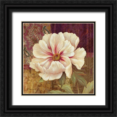 Esperance Peony Black Ornate Wood Framed Art Print with Double Matting by Gladding, Pamela