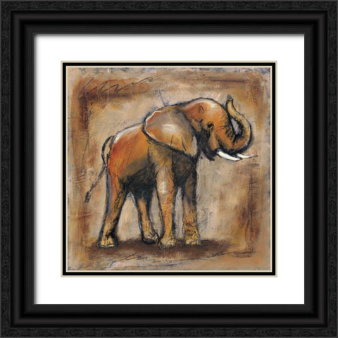 Safari Elephant Black Ornate Wood Framed Art Print with Double Matting by Gamel, Tara