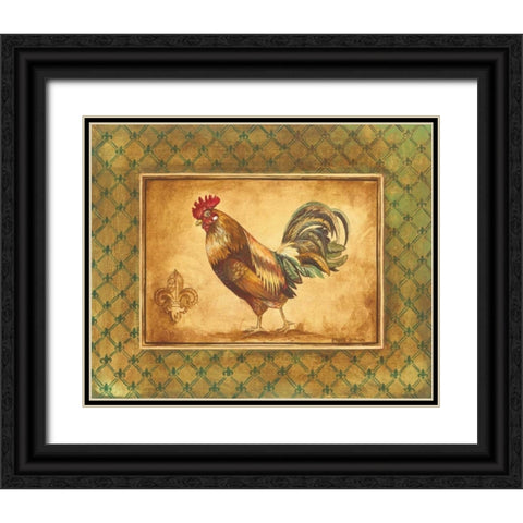 Country Rooster II Black Ornate Wood Framed Art Print with Double Matting by Gorham, Gregory