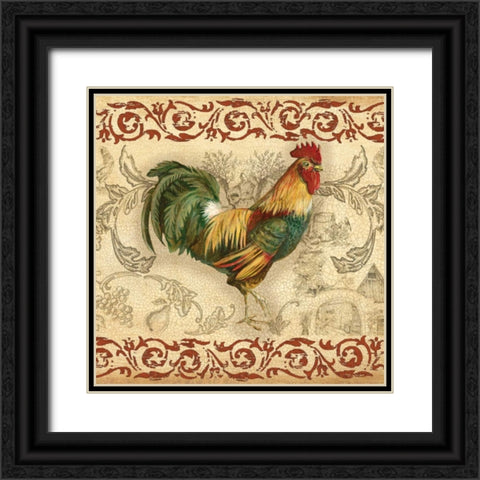 Toile Rooster II Black Ornate Wood Framed Art Print with Double Matting by Gorham, Gregory