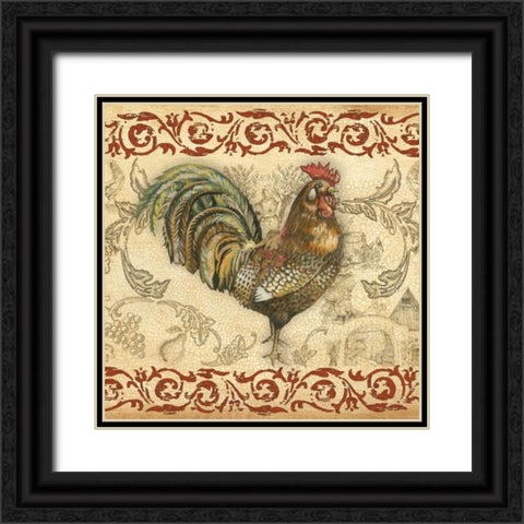 Toile Rooster III Black Ornate Wood Framed Art Print with Double Matting by Gorham, Gregory
