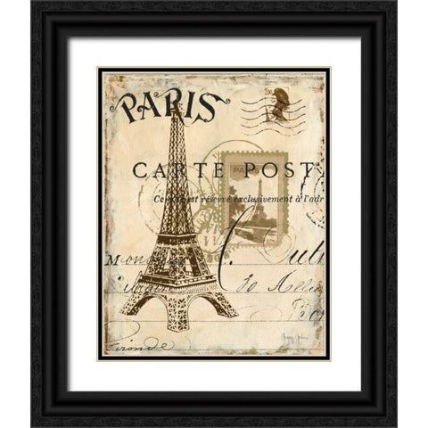 Paris Collage I Black Ornate Wood Framed Art Print with Double Matting by Gorham, Gregory