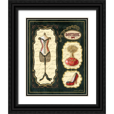 Paris Boutique En Rouge I Black Ornate Wood Framed Art Print with Double Matting by Gorham, Gregory