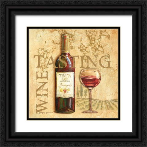 Wine Tasting Square Black Ornate Wood Framed Art Print with Double Matting by Gorham, Gregory