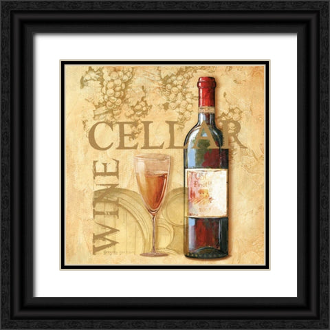 Wine Cellar Sqaure Black Ornate Wood Framed Art Print with Double Matting by Gorham, Gregory
