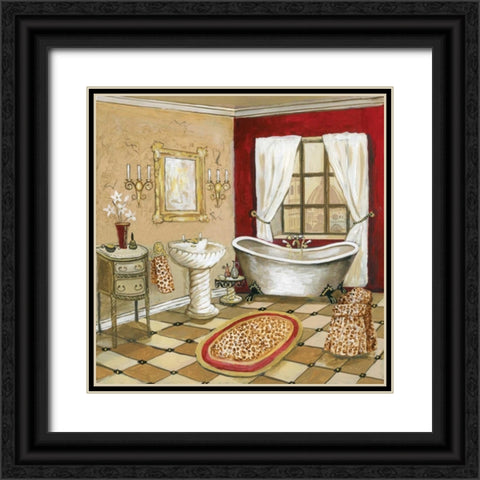 Leopard Florentine Bath Black Ornate Wood Framed Art Print with Double Matting by Gorham, Gregory