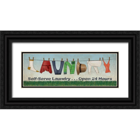 Laundry Black Ornate Wood Framed Art Print with Double Matting by Harbick, N