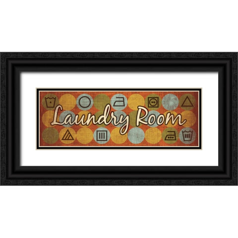 Laundry Symbols Panel I Black Ornate Wood Framed Art Print with Double Matting by Harbick, N