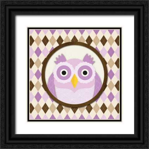 O is for Owl IV Black Ornate Wood Framed Art Print with Double Matting by Harbick, N