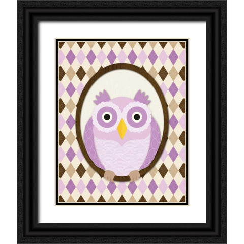 Sitting Owl IV Black Ornate Wood Framed Art Print with Double Matting by Harbick, N