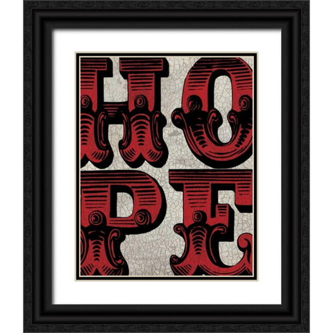 Hope Sign Black Ornate Wood Framed Art Print with Double Matting by Harbick, N