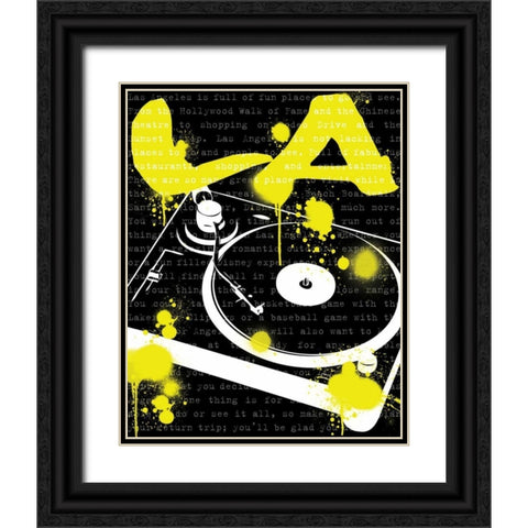 LA Turn Table Black Ornate Wood Framed Art Print with Double Matting by Harbick, N