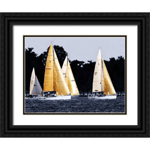 Race at Annapolis II Black Ornate Wood Framed Art Print with Double Matting by Hausenflock, Alan