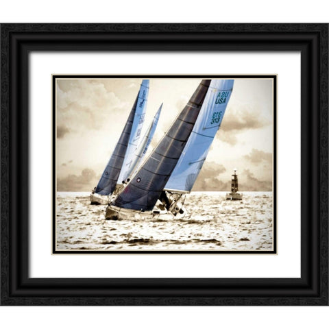 Racing Waters I Black Ornate Wood Framed Art Print with Double Matting by Hausenflock, Alan