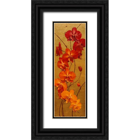 Golden Orchids I Black Ornate Wood Framed Art Print with Double Matting by Catlett, Kenneth