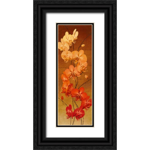 Golden Orchids II Black Ornate Wood Framed Art Print with Double Matting by Catlett, Kenneth