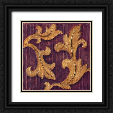 Gold Acanthus I Black Ornate Wood Framed Art Print with Double Matting by Jeffrey, Jillian
