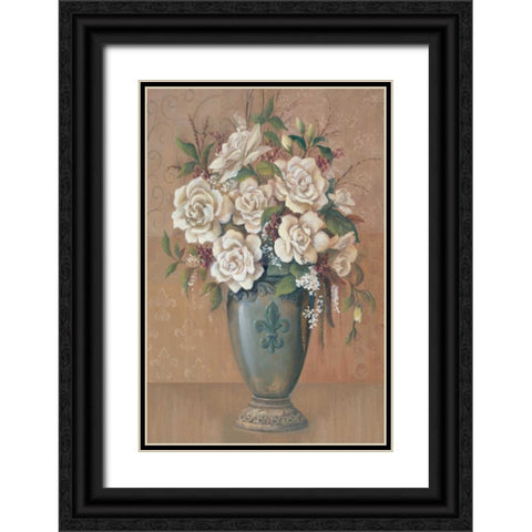Courtly Roses I Black Ornate Wood Framed Art Print with Double Matting by Jeffrey, Jillian