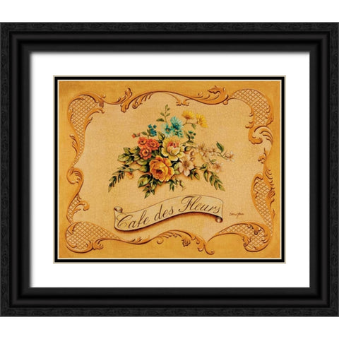 Cafe des Fleurs Black Ornate Wood Framed Art Print with Double Matting by Jones, Catherine