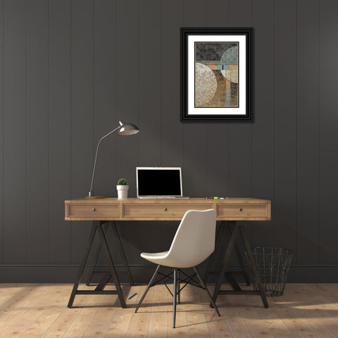 Geo Round Squared I Black Ornate Wood Framed Art Print with Double Matting by Kime, John