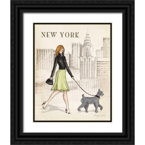 New York Black Ornate Wood Framed Art Print with Double Matting by Laliberte, Andrea