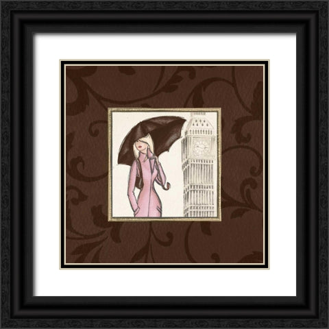 London in Pink Black Ornate Wood Framed Art Print with Double Matting by Laliberte, Andrea