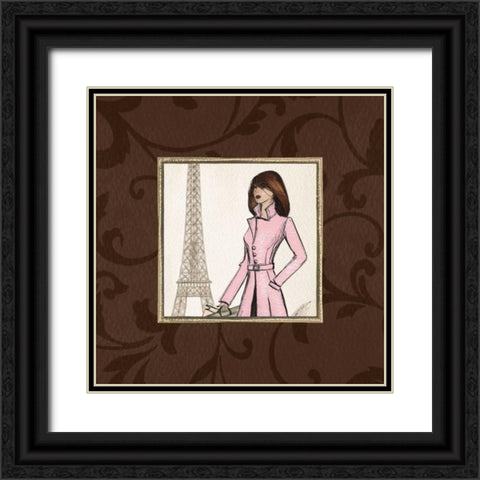 Paris in Pink Black Ornate Wood Framed Art Print with Double Matting by Laliberte, Andrea