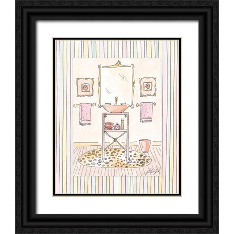Powder Room III Black Ornate Wood Framed Art Print with Double Matting by Leal, Steve