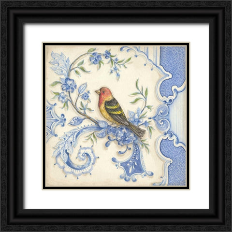 Chinoiserie Aviary I Black Ornate Wood Framed Art Print with Double Matting by McRostie, Kate