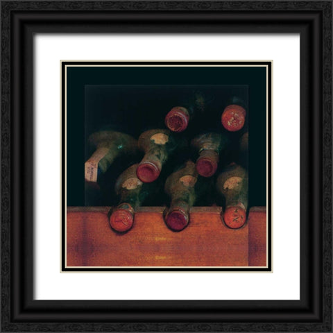 Vintage Wine Cellar I Black Ornate Wood Framed Art Print with Double Matting by Melious, Amy