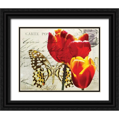 Carte Postale Tulip II Black Ornate Wood Framed Art Print with Double Matting by Melious, Amy