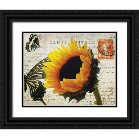 Carte Postale Sunflower Black Ornate Wood Framed Art Print with Double Matting by Melious, Amy