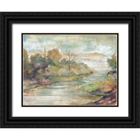 Placid Waters II Black Ornate Wood Framed Art Print with Double Matting by Ferry, Margaret